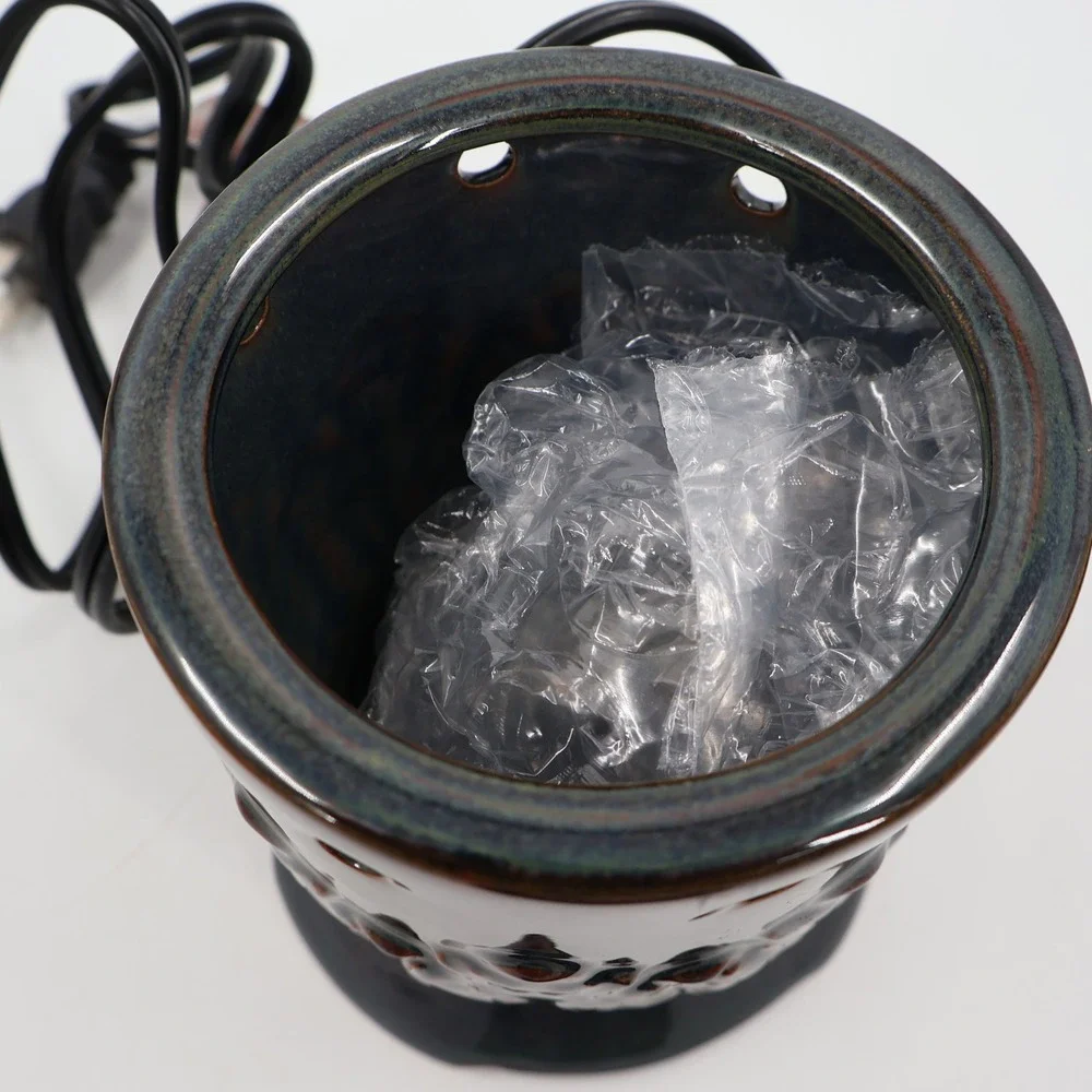 Scentsy Corinth Wax Warmer Full Size Charcoal Bronze Embossed Leaf NIB‎